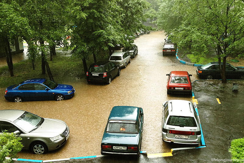 Летний сильный дождь в Москве